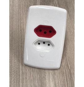 Conjunto Tomada Dupla 10a +  20A Vermelho 4x2 - Mônaco